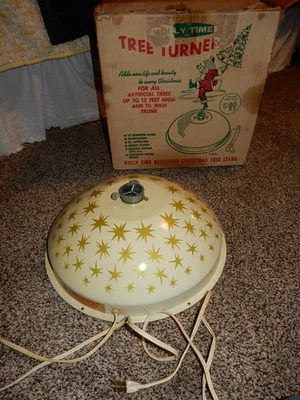Vintage Holly Time Christmas Tree Revolving Stand For Artificial Trees A30 stars - Image 1 of 4