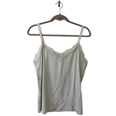 Camiseta sin mangas Chico's Travelers para mujer talla 2/grande bronceada acanalada encaje Y2K Foto 1 de 4