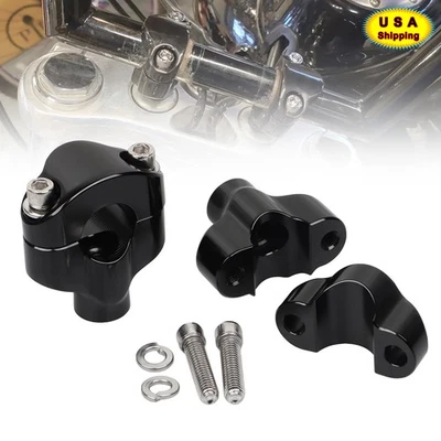 Black 1.65" Tall Handlebar Risers Mount Clamp For Harley 1" Bar Sportster 1200 - Imagem 1 de 4