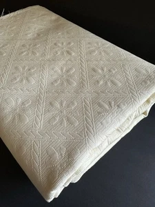 Matelasse Cream Fabric Upholstery Cotton 55”x 3yds Floral Lattice Diamond - Picture 1 of 24