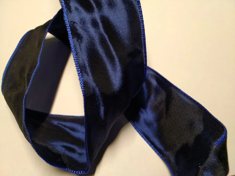 Band blau glänzend mit Draht  40 mm, 3,80 m - Bild 1 von 1