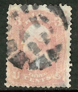 Sc #65 Geométrico Elegante Cancelar 3 Céntimos Washington 1861-1862 Guerra Civil EE. UU. 40B55 - Imagen 1 de 2