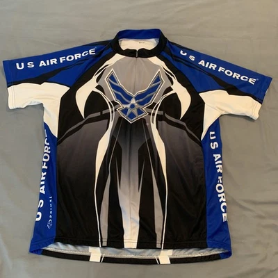Camiseta de ciclismo de la Fuerza Aérea de los Estados Unidos para hombre 2XL azul negro primal cremallera completa manga corta Foto 1 de 4