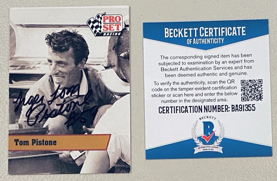 Tom Pistone Signed Autographed 1991 Pro Set Card #L29 Beckett BAS NASCAR HOF - Image 1 of 1