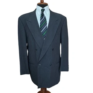 vintage giorgio armani suit 42r mani double breasted 2pc dark gray striped - Picture 1 of 15