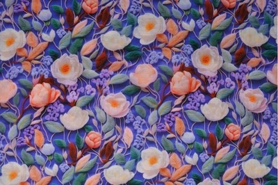 1m Digital Print 100% Viscose Fabric 59" Purple Floral Print Dressmaking - Image 1 of 4