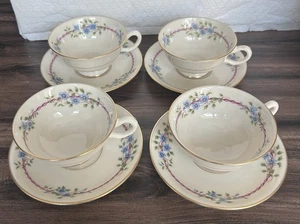 Lenox Belvidere 3184 Footed Teacup & Saucer Set- Set Of 4 - Picture 1 of 5