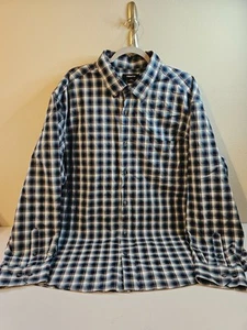 Claiborne Men's XXL Long Sleeve Button Down Shirt Blue Plaid Pocket 100% Cotton - Picture 1 of 17
