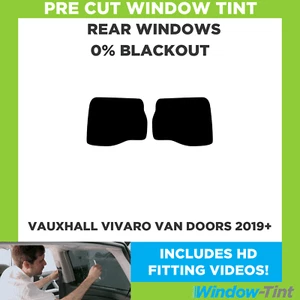 For Vauxhall Vivaro Van Doors 2019+ Pre Cut Window Tint Rear 0% Blackout Film - Picture 1 of 10