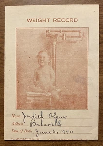 1940s Baby Weight Record Pamphlet Baby on Scale Bakersville Connecticut CT P6d - Picture 1 of 17
