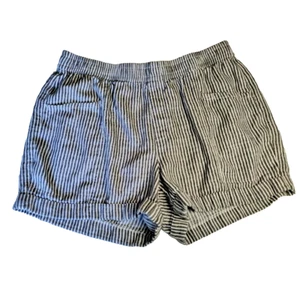 Old Navy Damenshorts hoher Bund Leinenmischung grau gestreift Medium Strand Küste - Bild 1 von 16