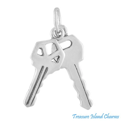 Par de llaves de casa colgantes 3D 925 plata esterlina maciza encanto agente de bienes raíces nuevo hogar Foto 1 de 4