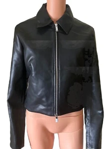 Calvin Klein Black Zip Up Faux Leather Jacket Size S/P $179 - Picture 1 of 16