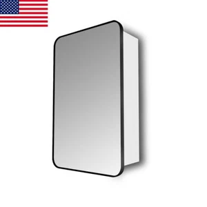 Matte Black Aluminum Frame Wall Mount Mirror Medicine Cabinet Adjustable Shelve - Picture 1 of 24