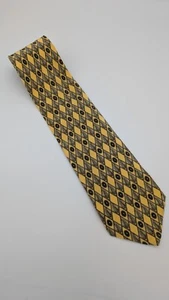 Charleson Tie Rack 100% Silk Yellow Black Geometric Neck Tie NEW - Picture 1 of 8