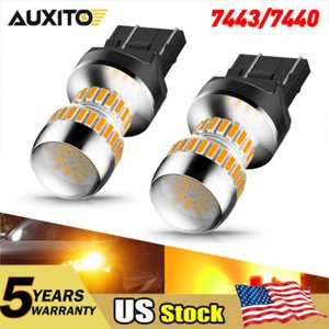 1-5 Pairs 7443 7440 Interior Light Backup Turn Signal Lamps LED Bulbs Amber EON - Foto 1 di 16
