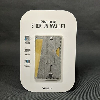 Smartphone Wallet Gray Stick-On back of Phone Holds Cards And Cash - Image 1 of 4