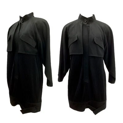 Vestido plisado acordeón negro Bernard Harris diseñador francés vintage años 80 años 80 de colección Foto 1 de 4