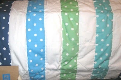 Два POTTERY BARN STANDARD SHAM Teen Dottie Круглый Бассейн Зеленый Белый Темно-синий НОВЫЙ - Изображение 1 из 3