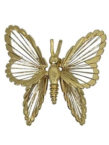 Vintage Monet Menagerie Spinneret Wire Butterfly Gold Toned Brooch Pin Jewelry - Picture 1 of 10