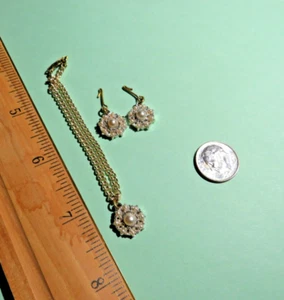 Vintage 1950's Doll Jewelry 1 pair Earrings & A Necklace! OSS Never used #80 - Picture 1 of 1