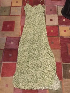 Amerian Eagle Outfitters~Green Lined Floral Sundress Spaghetti Straps Size 2,New - Picture 1 of 6
