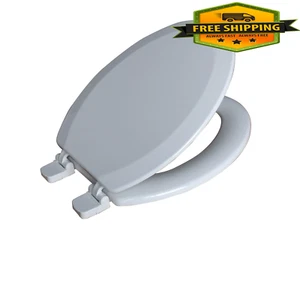 Mainstays Elongated White Wood Toilet Seat, Easy Clean - Picture 1 of 5