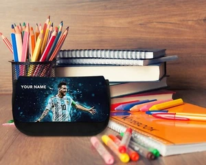 Lionel Messi #3 Inter Miami CF Astuccio Portamatite/Vanity Case Nero Personalizzato - Foto 1 di 3
