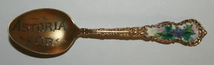 Enameled Astoria Oregon w/Grapes Handle Sterling Silver 3 3/4" Souvenir Spoon - Picture 1 of 4