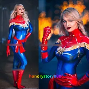 Captain Marvel Bodysuit Zentai Jumpsuit Outfit Cosplay Tights Women's Clothing - Picture 1 of 6