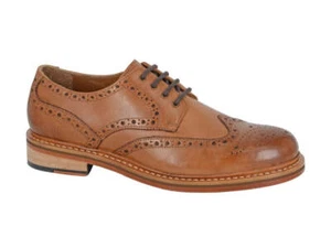 Hombres WOODLAND 4 Ojales Brogue Gibson Cuero Argentino Suela Goodyear Welted - Imagen 1 de 1