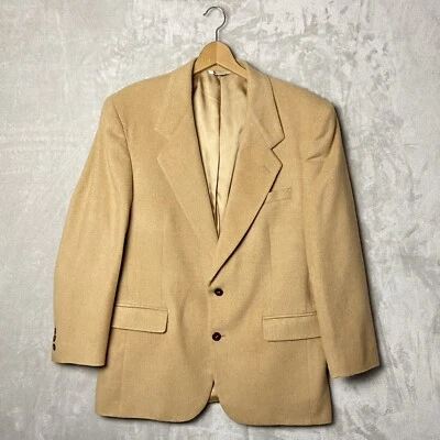 Lana Pierre Balmain de colección (?) Abrigo Traje Camel Hecho en EE. UU. Para Hombre 44R? Clásico LEER Foto 1 de 4