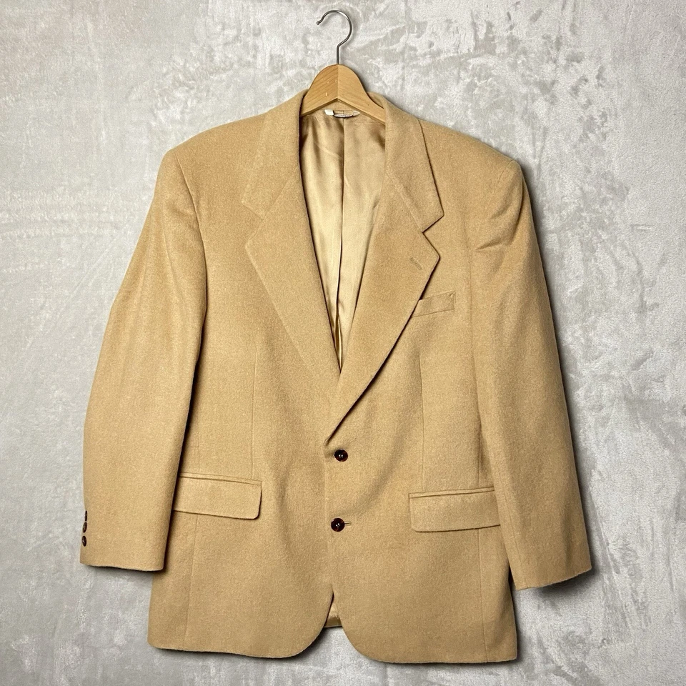 Lana Pierre Balmain de colección (?) Abrigo Traje Camel Hecho en EE. UU. Para Hombre 44R? Clásico LEER Foto 1 de 4