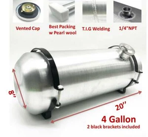 End Fill 1/4 NPT Outlet Gas Tank / Fuel Tank 4 Gallon 8 x20 Spun Aluminum - Picture 1 of 2