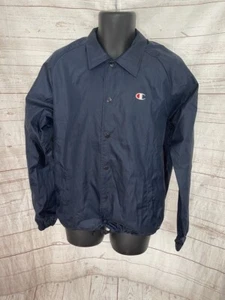 Champion Men's Windbreaker Jacket Snap-Button Front Dark Blue Size M Medium - Picture 1 of 8