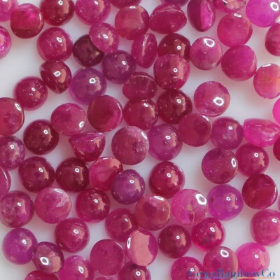 Red Round Ruby Cabochons, Natural loose gemstone in sizes 3mm to 4mm AAA Quality - Image 1 of 4