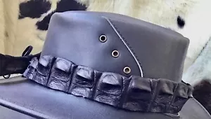 Genuine crocodile hat band Australian made for all hats black Dundee - Picture 1 of 6