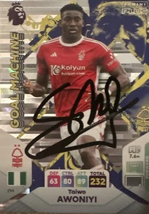 Tarjeta firmada a mano Panini Adrenalyn XL24 Plus Taiwo Awoniyi Nottingham Forest BRILLANTE - Imagen 1 de 1
