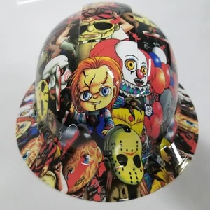 full brim VENTED hard hat custom hydro dipped IN HORROR KIDS LITTLE MONSTERS - Picture 1 of 4
