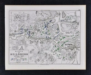 1864 Jomini Napoleon Military Map - Battle of Heilsberg - Poland France Russia - Picture 1 of 1