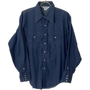 Dickies Vaquero Vintage Denim Pearl-snap Button Down Shirt Men’s 17.5 - 34 - Picture 1 of 14