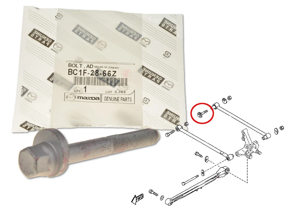Brazo trasero excéntrico perno inclinable BC1F-28-66Z OE para Mazda 323 Premacy Foto 1 de 1