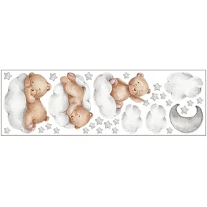 Cute Cartoon Bear Clouds Moon and Stars Wall Stickers 30x90CM PVC Wall pajjy - Picture 1 of 12