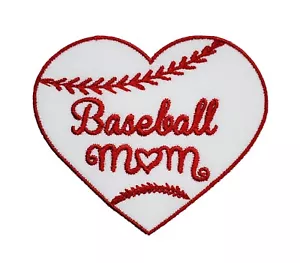Baseball Mom Baseball Heart Embroidered Applique Iron/Sew On Patch Sports Play - Picture 1 of 3
