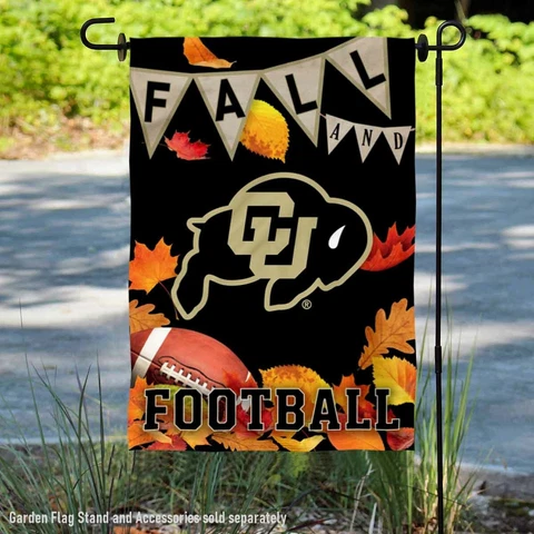 Colorado Buffaloes Fall Leaves Football Season Garden Flag and Yard Banner Cover