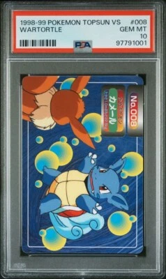PSA 10 GEM MINT Wartortle Vs. Eevee 008 Topsun Carddass Pokémon 1998 POP 11 - Image 1 of 4