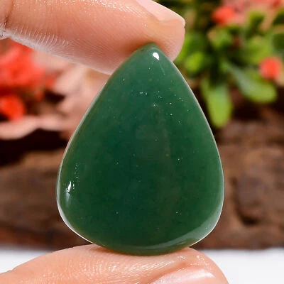 Natural Green Aventurine Pear Shape Cabochon Loose Gemstone 26 Ct. 28X23X5 mm - Image 1 of 4