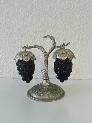 Vintage Hanging Purple Glass Grapes Salt and Pepper Shakers Set TAJ Japan - Image 1 of 4