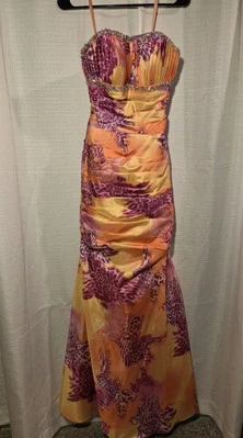 Mari Lee By Madeline Gardner Size 0 Women Prom Dress Mermaid Corset Orange Pink  - Image 1 of 4