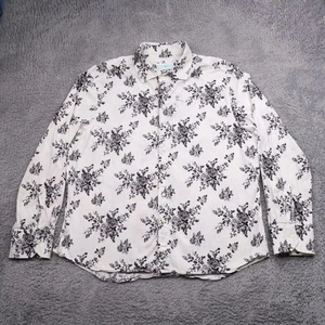 Vintage Wasserflugzeug Hemd Herren 2XL Knopfleiste Langarm Blumenmuster weiß schwarz USA - Bild 1 von 23